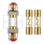 VEXUNGA AGU Inline Fuse Holder With 2pcs 40A AGU Fuse Gold Plated Glass Tube 40 Amp for Car Audio Amplifier Automotive Safety Power Protection