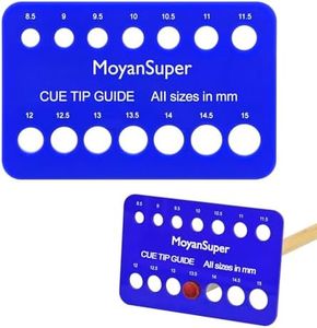 MoyanSuper Cue Tip Gauge for Billiards, Measures 8.5mm–15mm Plastic Cue Tip Sizer for Pool, Snooker, Break Cues Lightweight & Compact (5.1" x 3.3", 28g)