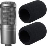 YOUSHARES Audio-Technica AT2020 Pop Filter - 2 PCS AT2020 Microphone Windscreen for Audio Technica AT2020 and AT-2035 AT-2050 ATR2500 ATR2500X AT-4040 Microphones (Black)