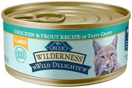 Blue Buffalo Wilderness Wild Delights Adult Flaked Wet Cat Food, High-Protein & Grain-Free, Made with Natural Ingredients, Chicken & Trout Recipe in Tasty Gravy, 3-oz. Cans (24 Count)