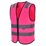 5 colors Adult High Visibility Hi Viz horse Vest Waistcoat hi vis vest with zipper Safety hi vis vest(XXS-XXL) (XS, PINK)