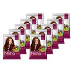 Nisha Hair Color Dye Henna Based Natural Hair Color Powder Without Ammonia Natural Brown Colour 15Gm Pack of 10