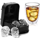 Zabb Silicone Ice Cube Molds - Easy Filling & Easy Release Ice Cubes Balls Maker- Freezer Stackable Ice Cube Tray for Cocktail, Drink & Coffee-Pack of 2 (Diamond & Skull)