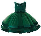 AIgogo Girls Flower Dresses for Wedding Party Pageant Tulle Princess Dress Green 12-24 Months