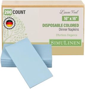 SimuLinen Light Blue Linen Feel Disposable Dinner Napkins - Cloth-Like Kosher Napkins for Celebrations, Weddings, and Showers, 16"x16", Box of 300