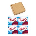 Jell-O Gelatin Sugar Free Powder Dessert Mix | Jello Gift Box for American Jelly | Pack of 4 (Jell-o Sugar Free Black Cherry)