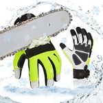 Vgo... 1Pair Chainsaw Winter Gloves,12-Layer Chainsaw Protection on Left Hands Back,Goat leather(M,Hi-Viz Green,GA8912FWCS)