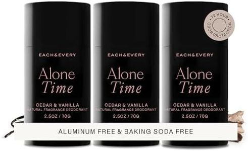 Each & Every All Natural Deodorant for Women & Men - Sensitive Skin, Plant-Based, Baking Soda & Aluminum-Free Deodorant - Long Lasting 24 Hr Odor Control - Cedar & Vanilla Travel Size (3 Pack, 2.5oz)