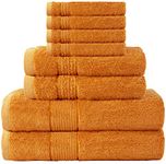 Raymond Clarke 8-Piece Bamboo Cotton 600 GSM Luxury Bath Towel Set for Bathroom, Two Bath Towels, Two Hand Towels & Four Washcloths (Orange)