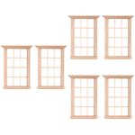 Yardwe 6pcs Mini Doll House Window Frame, Miniature Wooden Window Furniture Doll House Asseccories for Decoration