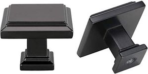 (25 Pack) homdiy Black Cabinet Knobs Black Knobs - HD9111BK Kitchen Cabinet Knobs Square Cabinet Knobs for Dresser Drawers