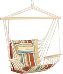 Outsunny Hanging Hammock Chair Swing Chair Thick Rope Frame Safe Wide Seat Indoor Outdoor Home, Patio, Yard, Garde Spot Stylish Multi-Color Stripe