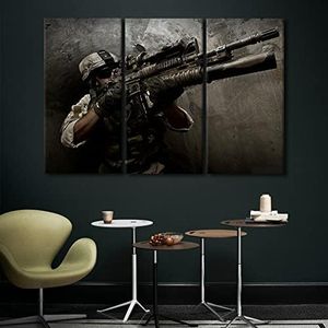 TUMOVO Sniper and Rifle Gun Pictures for Living Room Gun and Firearm Enthusiasts Handgun Posters Painting Wall Art Artwork Multi Panel Prints on Canvas Giclee Contemporary House Decor Framed 60"Wx40"H