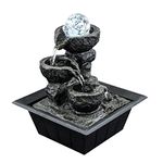 Indoor Tabletop Fountain Water Feature LED Lights Polyresin Statues Home Decoration (Crystal Ball Fountain)