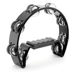 TIGER TAM14-BK Half-Moon Tambourine - Sixteen Pairs of Jingles - Black