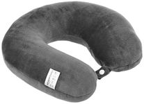 amazon basics Travel Neck Pillow & Eye Mask Set | Soft Velvet Fabric | Ergonomic & Orthopedic Neck Support, Pain Relief & Posture Correction | Ideal for Airplanes, Trains, Cars, Office & Home (Gray)