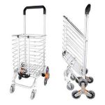 DR Mall 8 Wheel Shopping Trolley Aluminum Stainless Steel Folding Travel Handheld Trolley Luggage Carry Cart