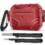 MOBOSI for AirPods Pro 2 Case Cover with Lock, Compatible with Airpod Pro Case 2nd/1st Gen with Cleaner Kit & Keychain, Military Grade Shockproof Protective Case for Men(2023/2022/2019), Red