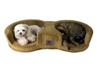 Pets Duo Small Pet Double Cat Dog Bed - Memory Foam Pet Bed with Luxury Durable Washable Velvet Cover - Anti Anxiety Plush Bed for Dogs & Cats (Mustard Gold)