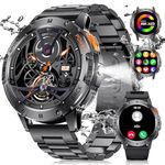 LIGE Military Smart Watch with Bluetooth Call,1.43" HD AMOLED Fitness Tracker with IP68 Waterproof 100+Sports Modes for Android iOS, 530mAh Smartwatch for Men with Heart Rate Sleep Monitor,Black