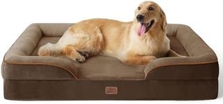 Bedsure Dog Sofa Bed Extra Large - Washable Orthopedic Dog Beds and Couch with Removable Flannel Zipper Cover, XL Plus Waterproof Human Dog Bed for Adults, Brown Squre Pet Bed, 122x89x20cm