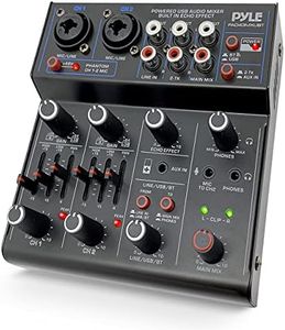 Pyle Professional Wireless DJ Audio Mixer - 4 Channel Bluetooth Controller Sound Mixer, USB Audio Interface, 2 Combo Jack XLR+6.35mm Mic/Line/Guitar in, 3.5mm, RCA AUX, Headphone Jack - PAD43MXUBT