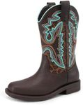 DREAM PAIRS Boys Girls Cowboy Boots Toddler Mid Calf Western Boots Square Toe Riding Boots for Kids,Size 9 Toddler,Brown/Leopard,KKUMMB2502