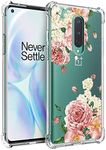 Osophter for Oneplus 8 Case[Not Compatible with Verizon Version],Flower Floral for Girls Women Shock-Absorption Flexible TPU Rubber Soft Silicone Cover for One Plus 8(Big Rose Flower)