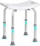 VEVOR Shower Chair, Adjustable Height Shower Stool with Built-in Handles, Shower Seat for Inside Shower or Tub, Non-Slip Bench Bathtub Stool Seat for Elderly Disabled Handicap, 158.8 kg Capacity