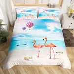 Erosebridal Flamingo Bedding Set Twin Size Orange Flamingo Duvet Cover Animal Decor Bedding Set for Couple Teens Kids Quilt Cover Seaside Flamingo Bedspread Cover Peaceful Duvet Cover for Adult Guest