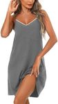 Ekouaer Women's Cotton Nightgown Sleeveless Sleepshirt V Neck Night Shirt Soft V Neck Pajamas Dress Grey