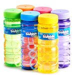 JOYIN 6 pcs Bubble Bottles (4oz/118ml Bubbles Solution), Bubbles Party Favors for Kids, Bubbles Wand Bulk, Assorted Colors Large Bubble Kit, Toddler Summer Outside Toys Gift for Kids