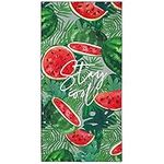 OHTMTHO Oversized Beach Towel Quick Dry Sand Free Lightweight Microfiber Beach Towels for Swim Pool Camping Travel, Summer Elements Watermelon Green Leaves, 36"x72"