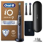 Oral-B iO7 Electric Toothbrushes For Adults, App Connected Handle, 3 Toothbrush Heads, Travel Case & Toothbrush Head Holder, 5 Modes with Teeth Whitening, Black