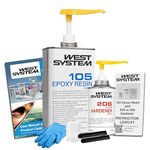 WEST SYSTEM Epoxy Resin & Hardener 105/206 Starter Pack - Marine Grade Epoxy for Wood, Metal & Fibreglass, Suitable for Outdoor Use, Furniture & DIY – Ideal for Polyester Surfaces & Gap Filling