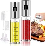 Olive Oil sprayer Mister for Cooking- Stainless Steel Glass Spray Oil Bottle Dispenser for Kitchen Air Fryer BBQ Salad Baking Roasting Grilling - 2 Pack, 3.4Oz Capacity