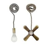 Ceiling Fan Pull Chain Set, 3mm Diameter Beaded Ball and 12 Inches Fan Pulls Chain with Connector (Bronze Color)