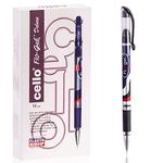 Cello Black Gel Ink Pen 0.5mm Flo-Gel Fine Ballpoint Pen for Office School Stationery Supply - Pack of 12 Water Resistant