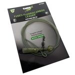 CARP ON - 1m/100cm 30lb CARP LEADER Line - Tungsten Infused Fluorocarbon Quick Link Swivel - Sinking Design - (Basic + Helicopter & Upper Beads, Camo Green) [37-9030]