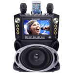 Karaoke USA GF844 Complete Karaoke System with 2 Microphones, Remote Control, 7” Color Screen, LED Lights - Works with DVD, Bluetooth, CD, MP3 and All Devices