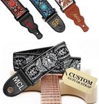 Art Tribute Personalized Guitar Strap Black Silver Classic Woven, including - 2 Picks + Strap Locks + Strap Button. Add Your Text and We Make It Especially For You Get Your Own Custom Guitar Strap