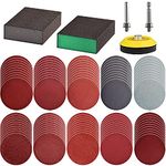 Tshya 100pcs 3inch Sanding Discs Pad with 2Pcs Sponge Blocks Variety Kit for Drill Grinder Rotary Tools with 1/4" Shanks, Sandpapers Includes 80-3000 Grit