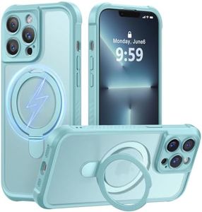MOCCA Design for iPhone 13 Pro Case with Magnetic Invisible Stand [Full Camera Protection] [Compatible with Magsafe] Military Drop Shockproof Translucent Matte Phone Case Cover 6.1",Blue