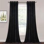 StangH Blackout Velvet Curtain Panels - Heat Insulated Black Velvet Drapes 96 Inches Length Living Room Privacy Grommet Window Panels for Basement/Dining Room, 52 x 96 inches, 2 Panels