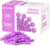 AUVON Blood Lancets, 30 Gauge 300 Twist Top Lancets with Less Pain Design Fit Most Standard Lancing Devices for Blood Sugar Kit and Glucose Meter - Purple