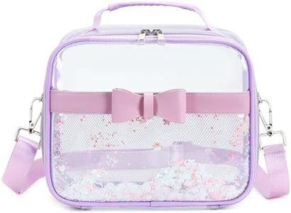 Clear Purses for Women Girls Stadium Approved Clear Tote Bag Transparent Small Crossbody Bags Handbags for Sports Events Wallet Pouch Purse for Teens,Toddlers,Kids,School,Students,Concerts Purple