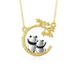 ZALKARI 925 Sterling Silver Couple Panda Moon Necklaces Panda Jewelry for Women Gifts for Panda Lovers Animal Lover Gifts for Women