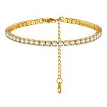 Gold Plated Tennis Bracelet 7inch Cubic Zirconia Iced Diamond Wrist Chain Jewelry Gift for Mom Daughter