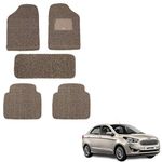 Cabix Curly Car Foot Mat | Noodle Grass Mat Complete Set | Waterproof, Dustproof Car Floor Mat | 12 MM, Beige Brown (Set of 5 Pcs) for Ford Figo Aspire