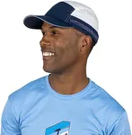 TrailHeads Mens Running Hat - Recycled Running Caps for Men - Athletic Hat for Sports, Tennis, Golf, Pickleball, Gym - White & Navy